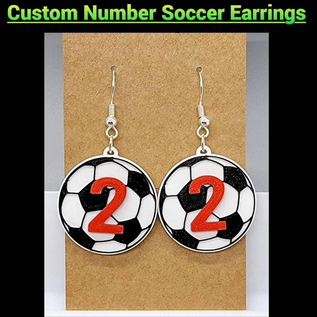 Pendientes de fútbol con número personalizado