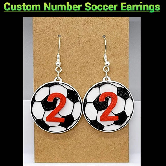 Custom Number Soccer Earrings