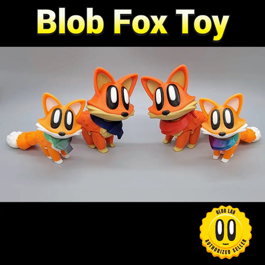 Articulated Blob Fox Toy with Custom Bandana or Scarf