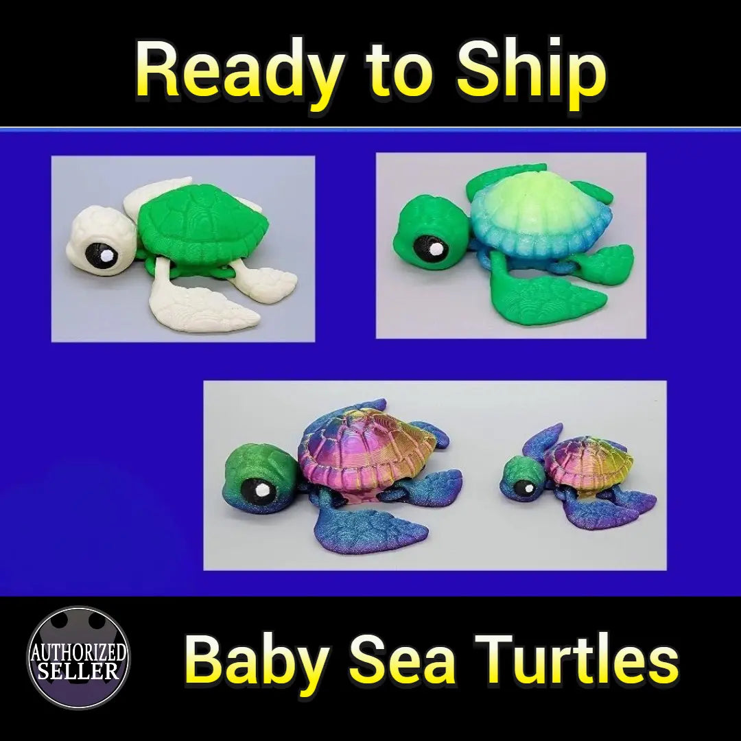 Juguete articulado de tortuga marina bebé, listo para enviar | Impresión 3D | Sensorial | Fidget