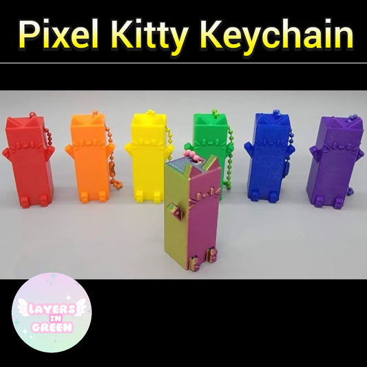 Pixel Kitty Keychain