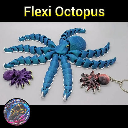 Juguete, llavero o pendientes de pulpo flexible