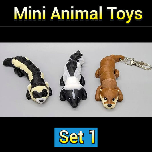 Mini Animal Toys – Set 1: Ferret, Skunk & Otter
