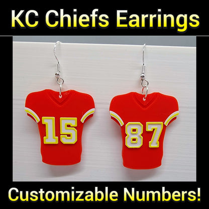 KC Chiefs Themed Custom Numbers Jersey Earrings