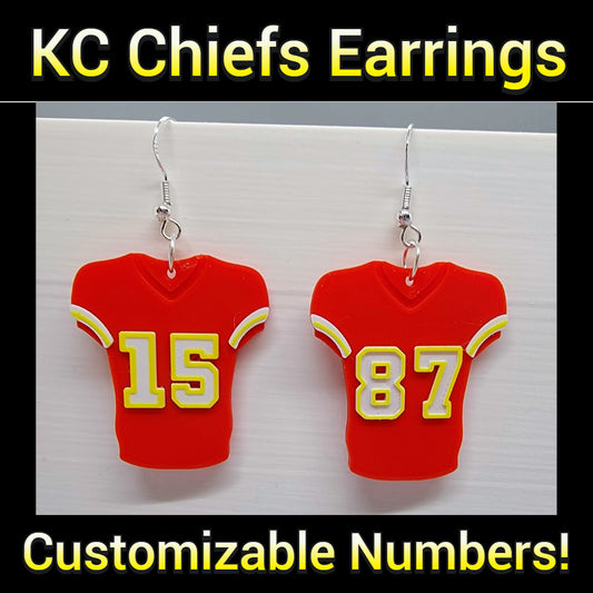 KC Chiefs Themed Custom Numbers Jersey Earrings
