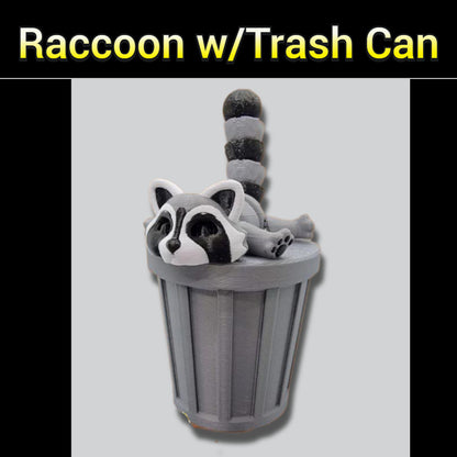Articulated Raccoon Toy with Trash Can
