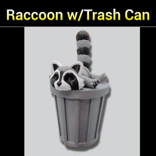 Articulated Raccoon Toy with Trash Can