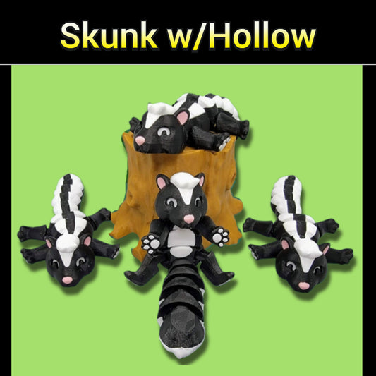 Articulated Skunk Toy and Tree Hollow