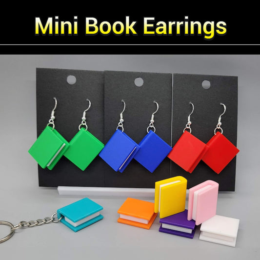 Mini Book Earrings or Keychain