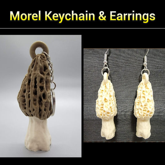 Morel Mushroom Keychain or Earrings
