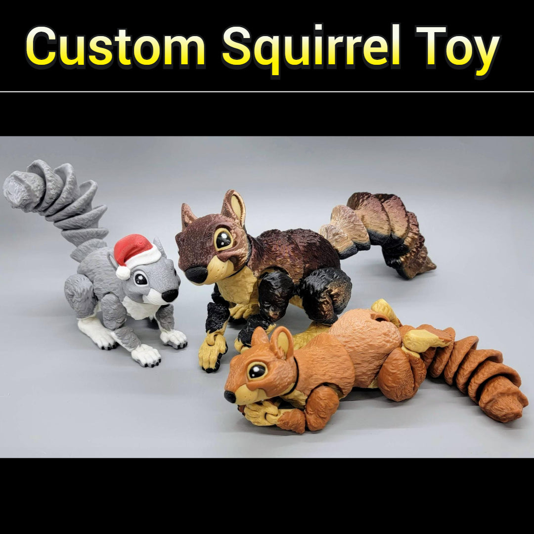 Posable Squirrel Toy – Articulated Woodland Animal – D&K Custom Prints