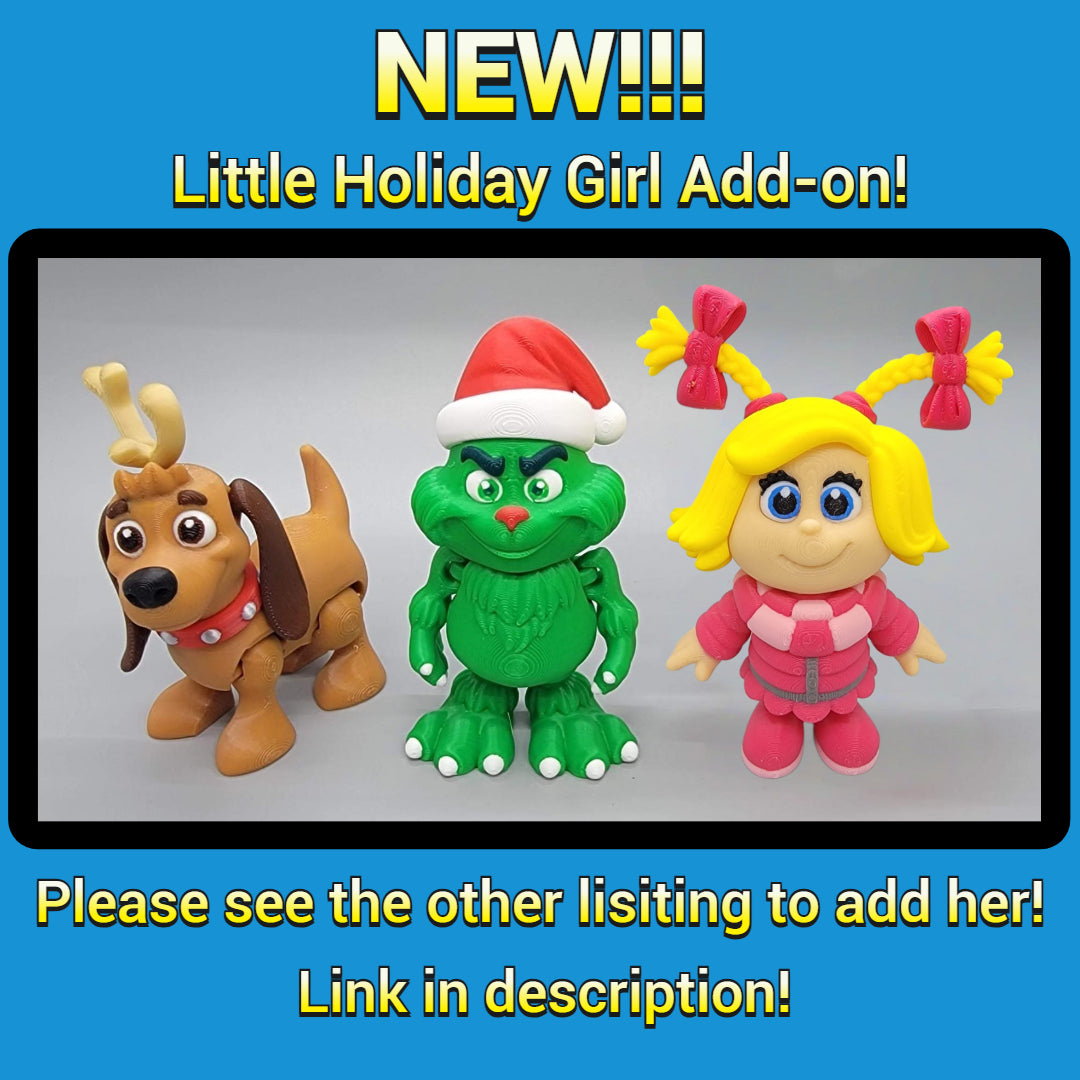 Little Green Guy & Reindeer Dog Chibi Fidget Figures