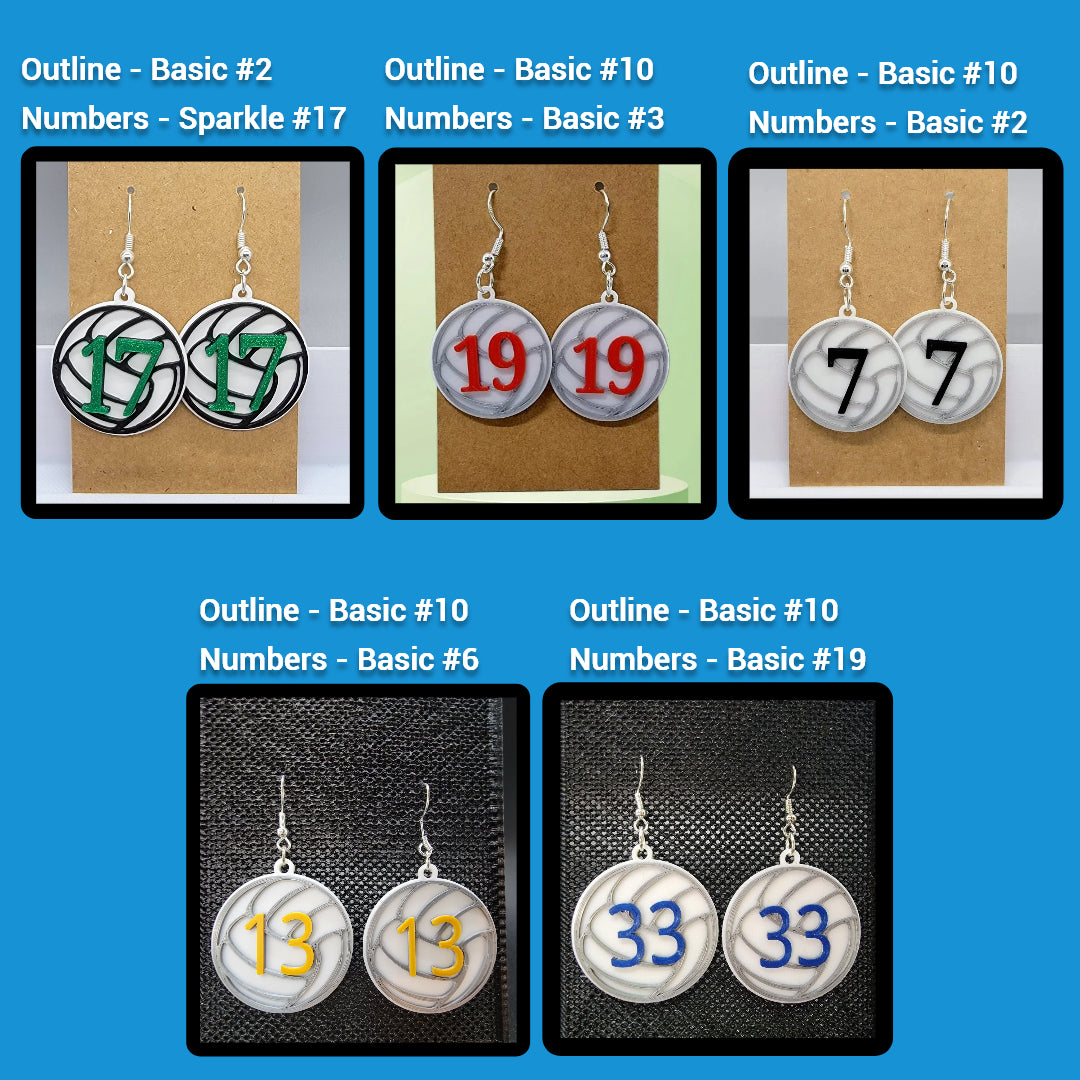 Custom Volleyball Number Earrings