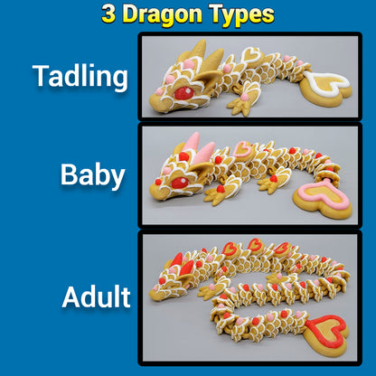 Heart Cookie Dragons – Articulated Dragon Toy Flexible Fidget PLA