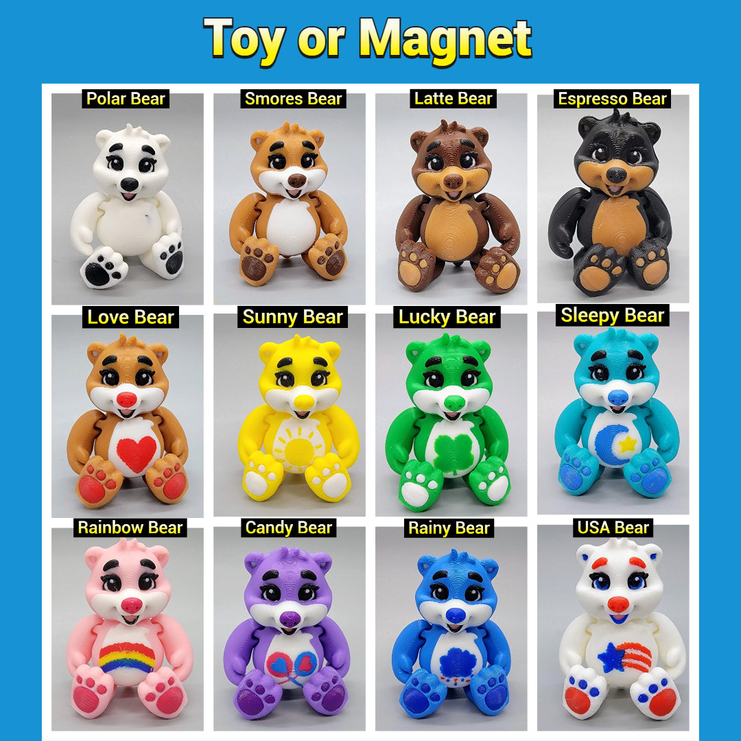 Articulated Baby Bear Fidget Toy – Keychain or Magnet