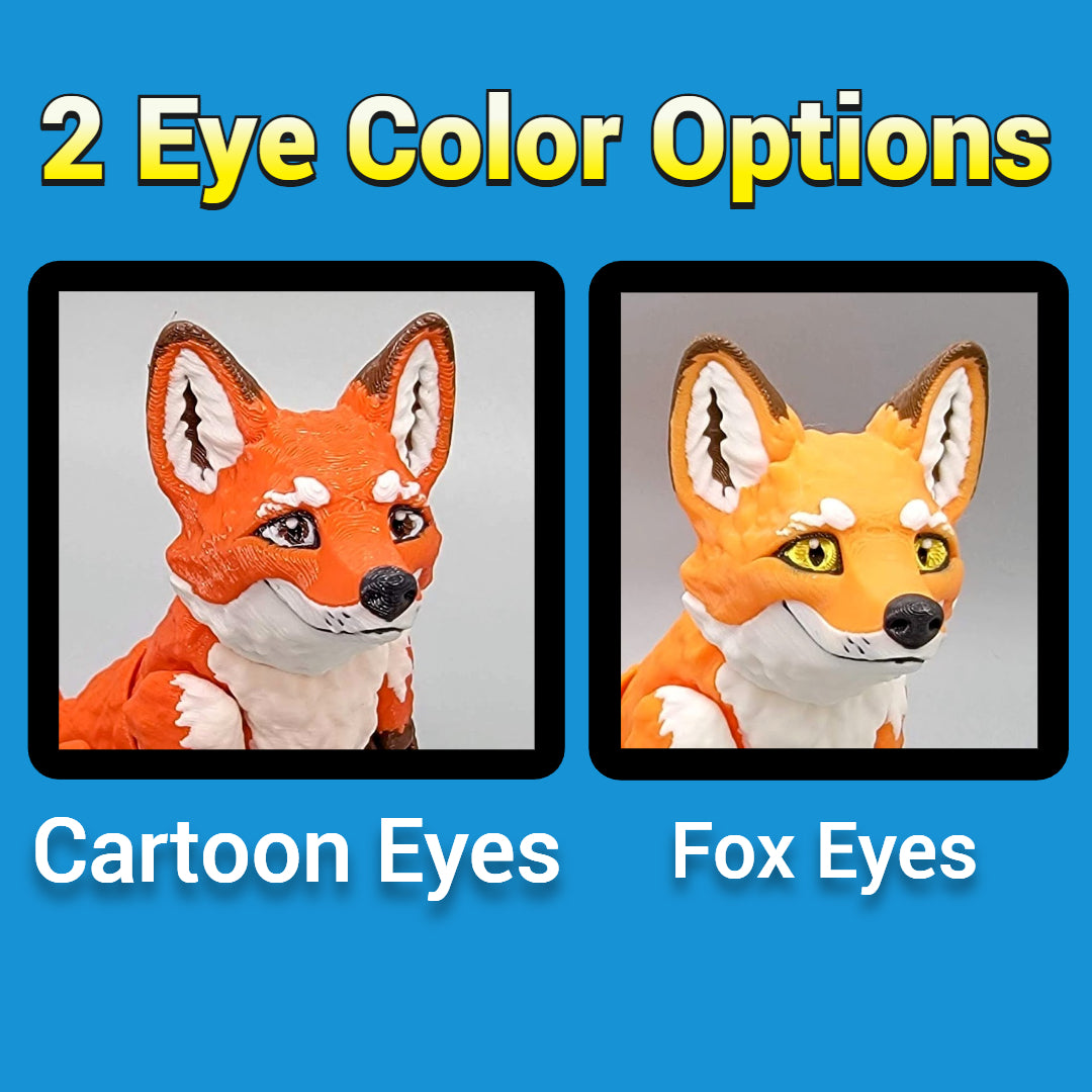 Articulated Fox Toy | 3D Printed, Custom Colors & Eye Styles