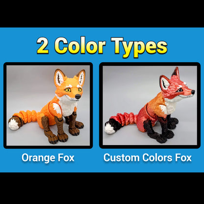 Articulated Fox Toy | 3D Printed, Custom Colors & Eye Styles