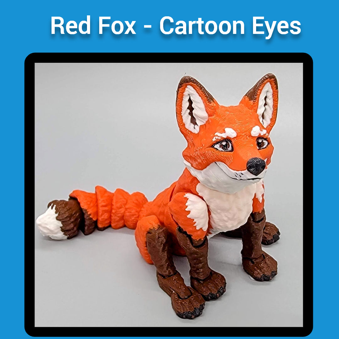 Articulated Fox Toy | 3D Printed, Custom Colors & Eye Styles