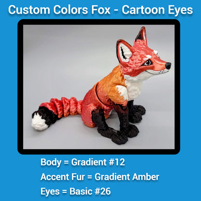 Articulated Fox Toy | 3D Printed, Custom Colors & Eye Styles