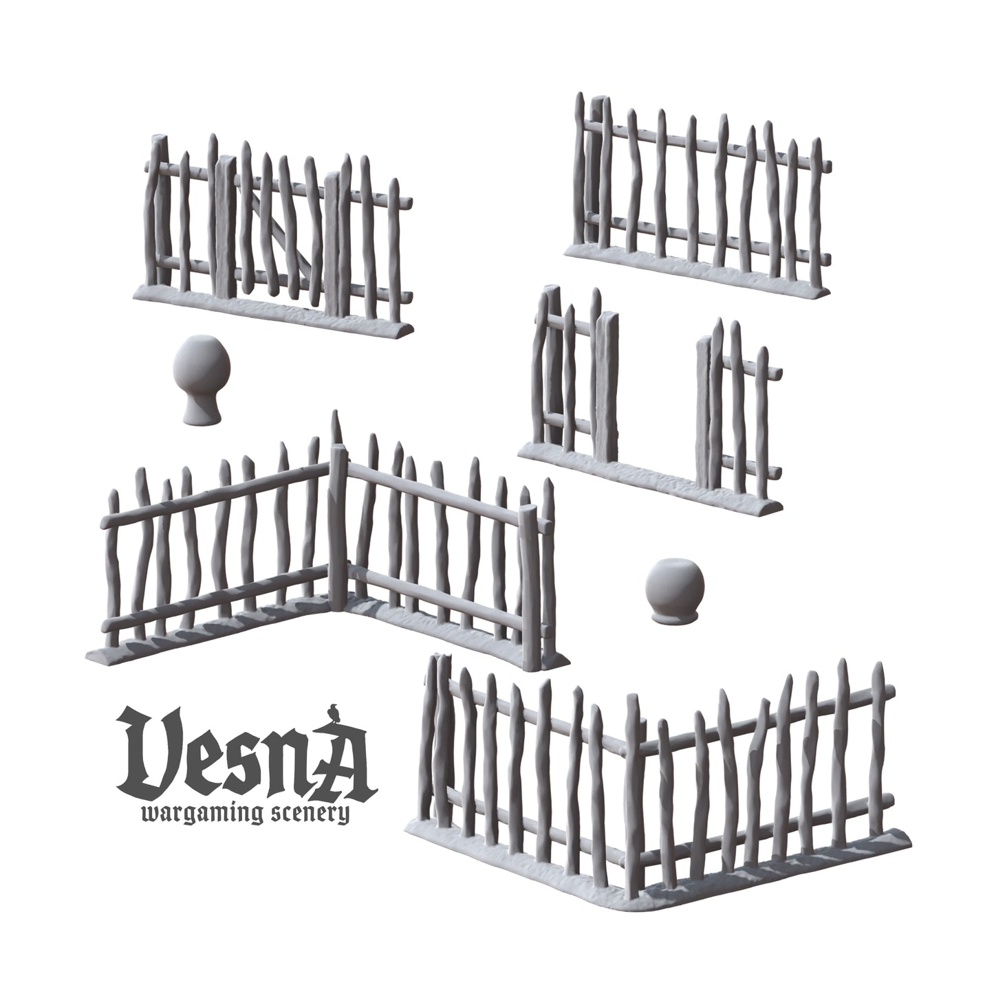 Garden Fence wargaming scenery – 28 mm scale resin terrain with wooden pickets and pots for tabletop and diorama layouts.