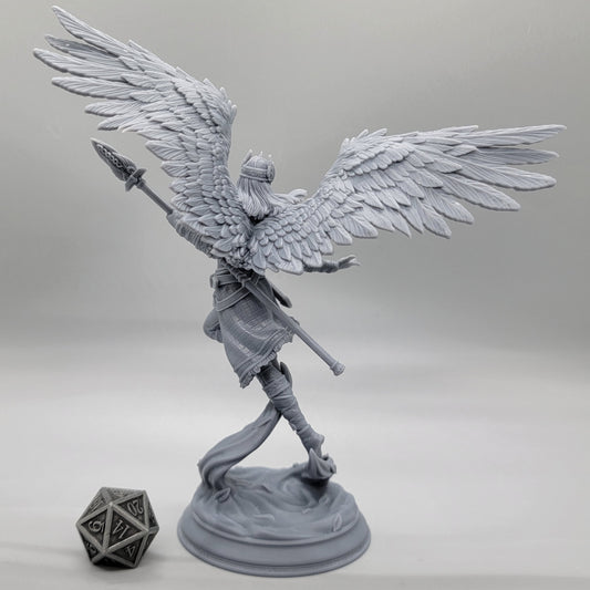 Valkyrie Shieldmaiden Spear Pose - 75mm Assembled Variant - Rear view of all the details the 16K printers bring out in this sculpt with our engineering grade resin