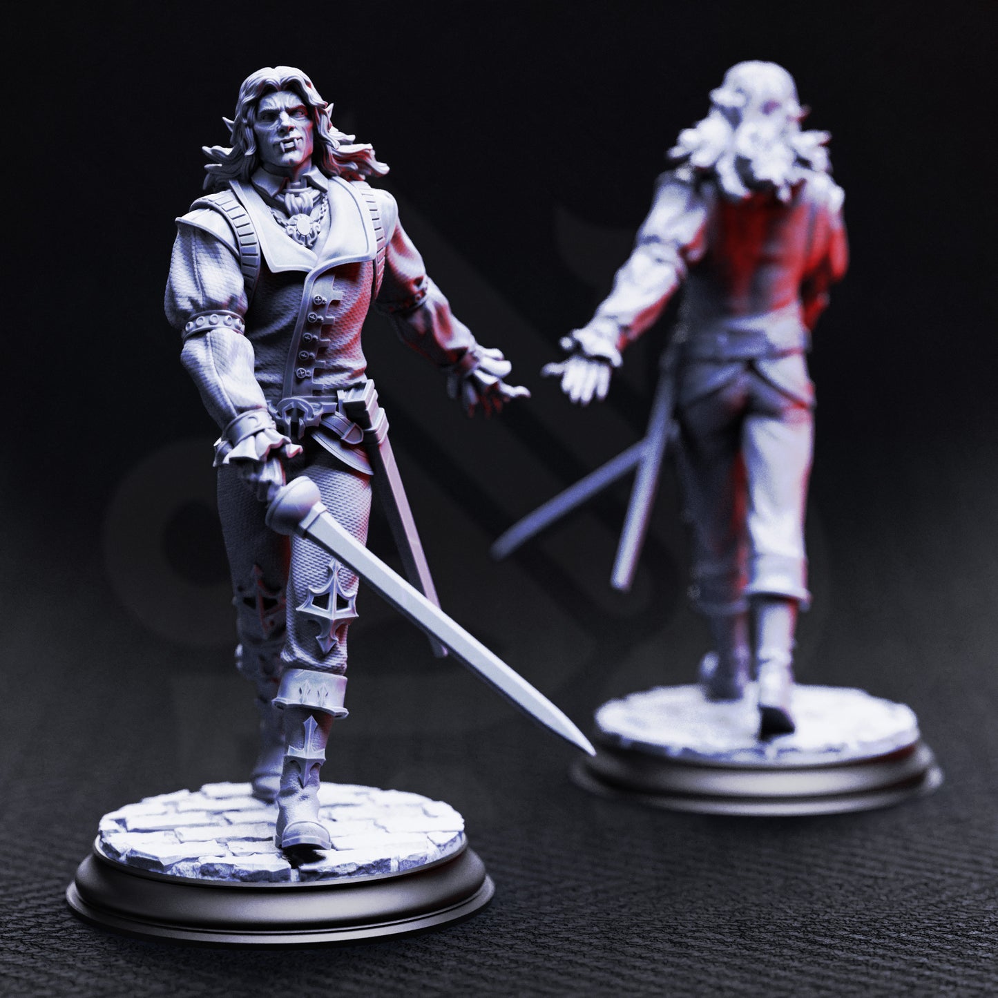 High-detail resin Vampire Socialite miniatures, guests of the masquerade, perfect for TTRPG campaigns, NPCs, and gothic fantasy collections.