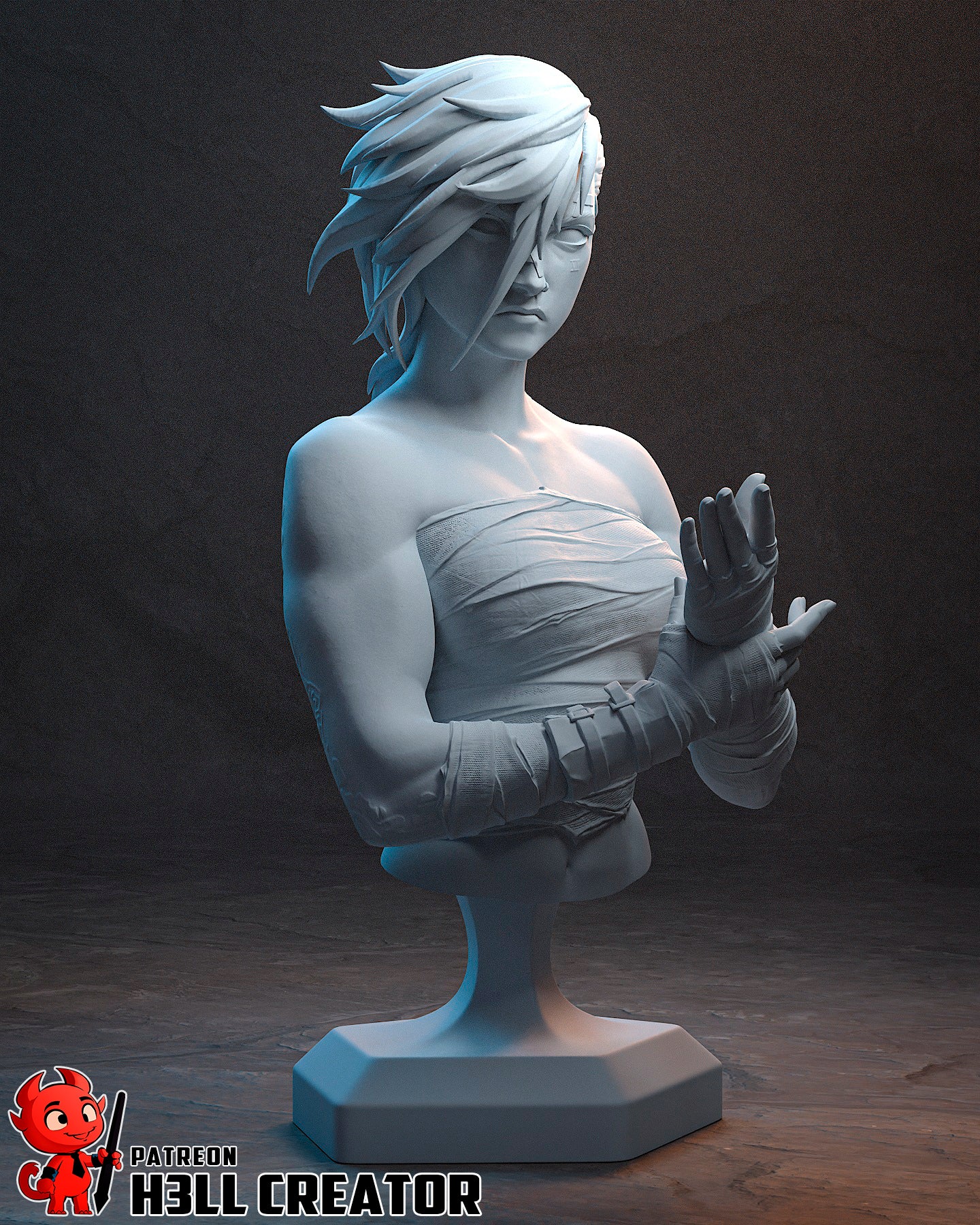 Vi Arcane resin display bust 1:10 scale with detailed facial sculpt and tattoos