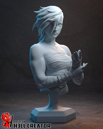 Vi Arcane resin display bust 1:10 scale with detailed facial sculpt and tattoos