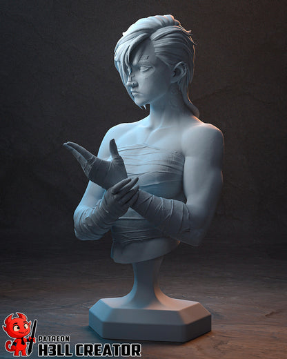 Vi Arcane resin display bust 1:10 scale with detailed facial sculpt and tattoos