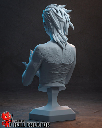 Vi Arcane resin display bust 1:10 scale with detailed facial sculpt and tattoos