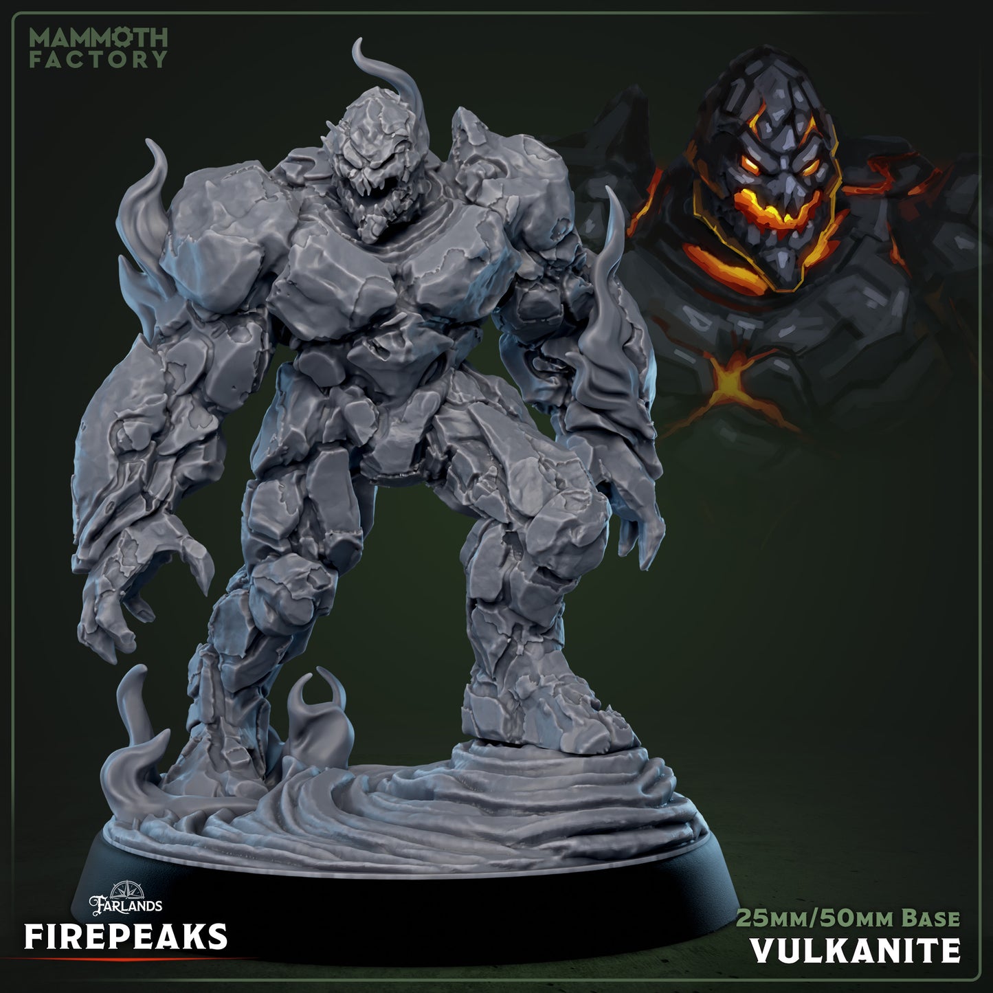 Vulkanite resin elemental miniature for tabletop RPGs