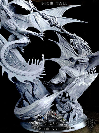 Elder Red Dragon vs Elder White Dragon Fight Diorama