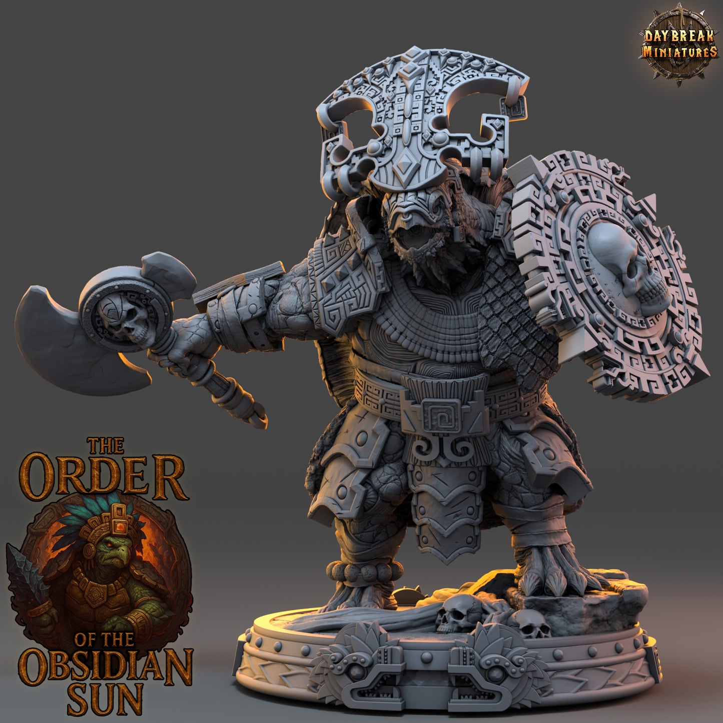 Xipil Shadowfell turtlefolk warrior resin miniature in 32mm and 54mm scales by D&K Custom Prints