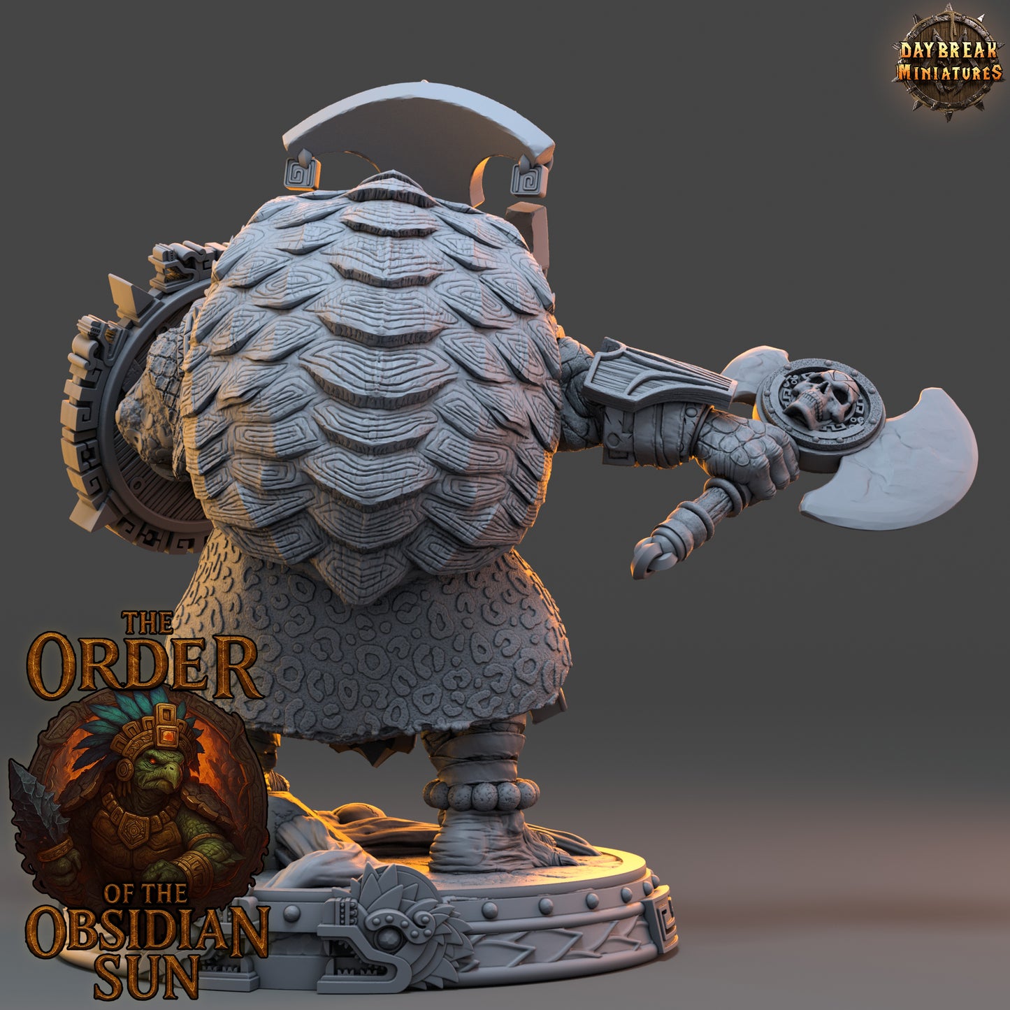 Xipil Shadowfell turtlefolk warrior resin miniature in 32mm and 54mm scales by D&K Custom Prints