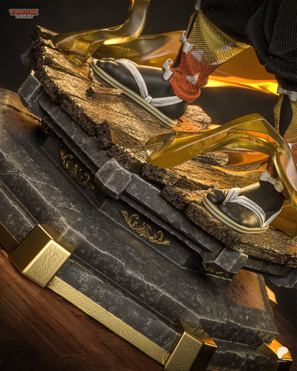 Thunder Breathing Swordsman 1:6 resin statue with golden lightning effects and detailed anime-style base.