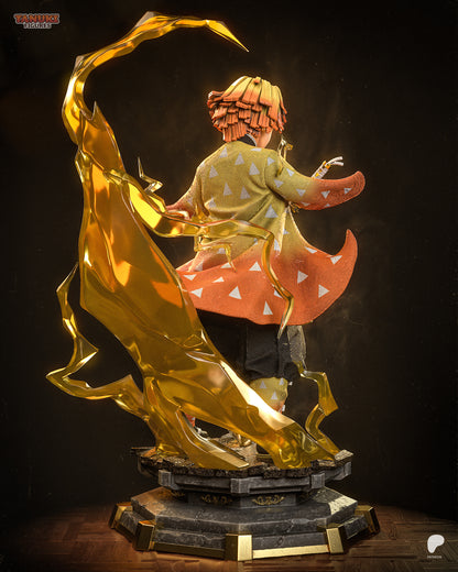 Thunder Breathing Swordsman 1:6 resin statue with golden lightning effects and detailed anime-style base.