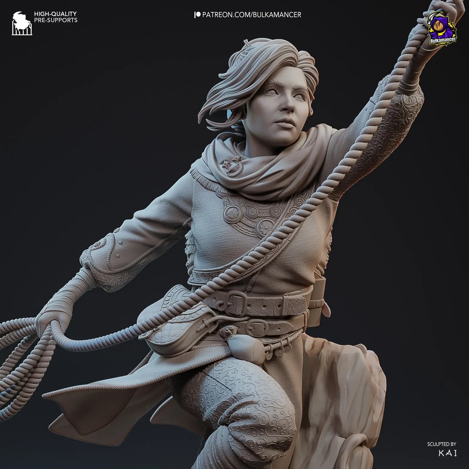Grey resin print of Zoe diorama unpainted for hobby painting


