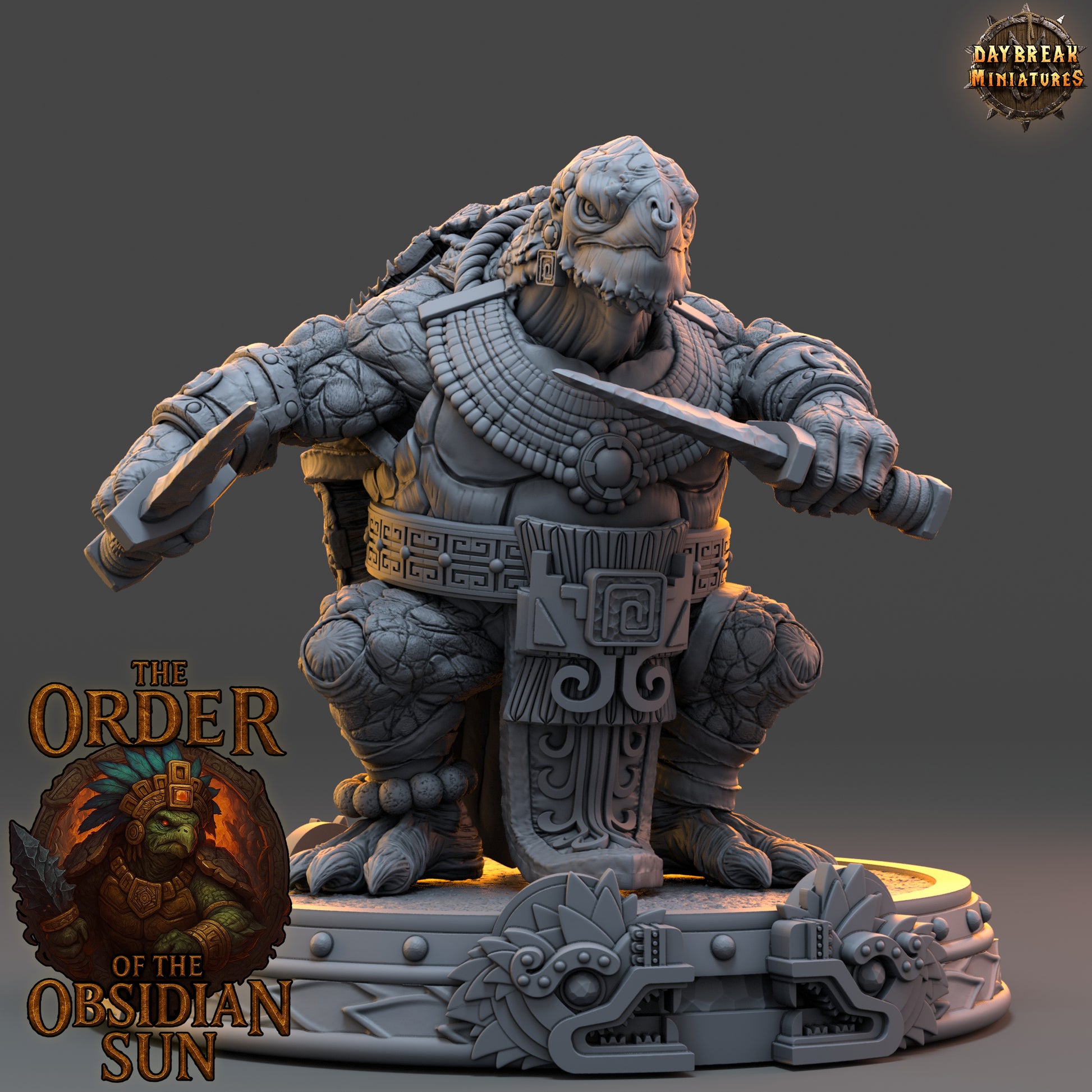 Zyotl Grimeye turtlefolk warrior resin miniature in 32mm and 54mm scales by D&K Custom Prints