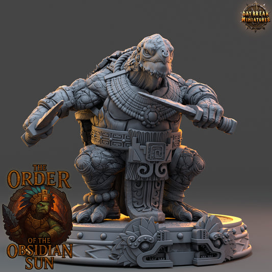 Zyotl Grimeye turtlefolk warrior resin miniature in 32mm and 54mm scales by D&K Custom Prints