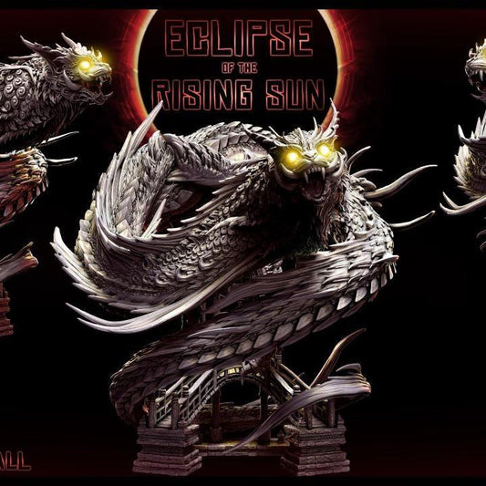 Banekeno Cat Spirit Dragon coiled around shrine scenic base