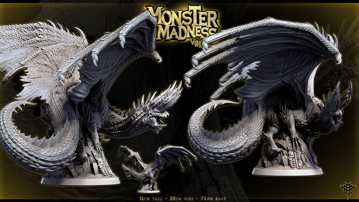 Detailed render of Pose 2 Blazing Black Dragon displaying heavy horn structure and massive wing span