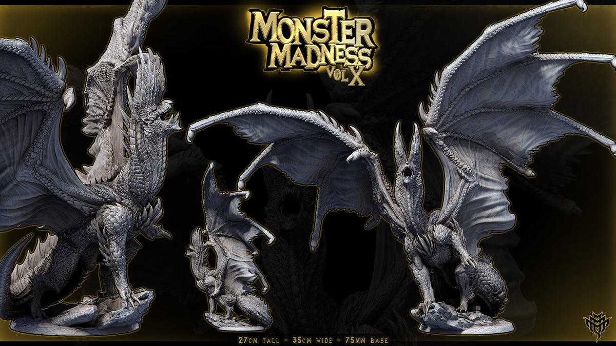Multi-view render highlighting the upright roaring pose and massive wing structure of Pose 3 Blazing Black Dragon