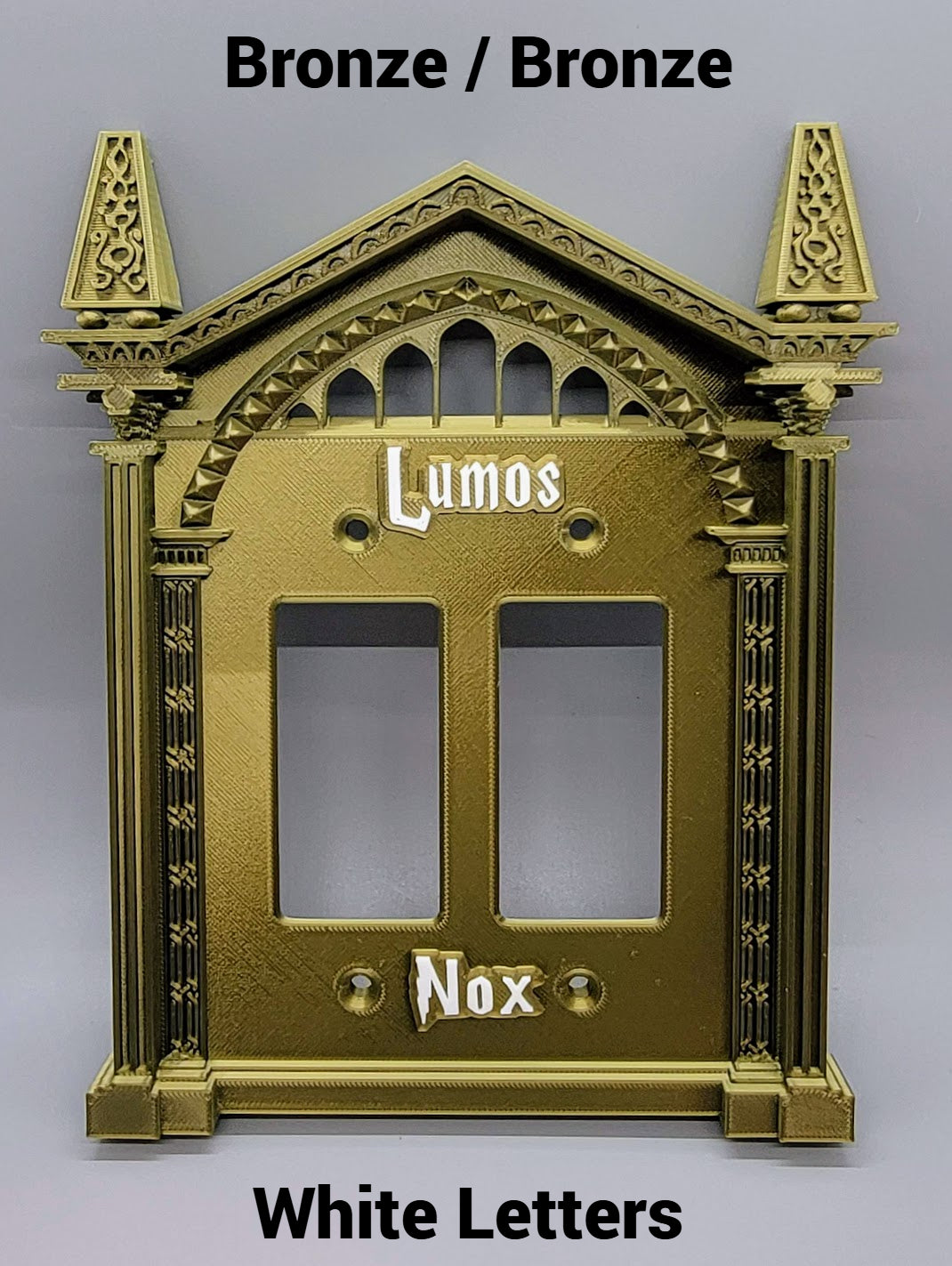 Bronze Frame and Bronze Plate with White Lettering options, custom decorative light switch cover