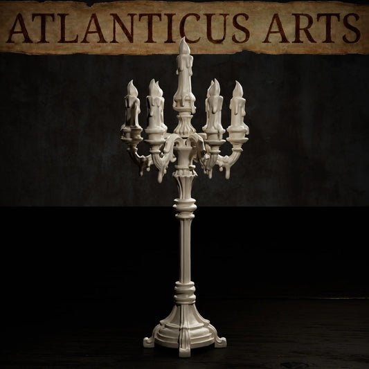Close-up view of the Candelabra scatter terrain showing wax drips and sconce details.