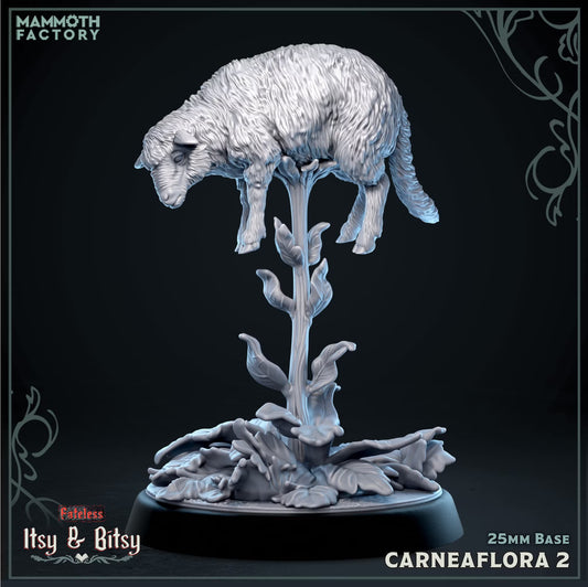 Carneaflora 2 Medium Plant miniature with a woolly animal-like body suspended from a tall leafy stalk on a 25mm base.