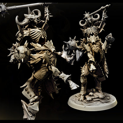 32mm skeleton centaur large-sized resin miniatures set with six unique armored undead cavalry poses wielding brutal weapons for tabletop RPG battles