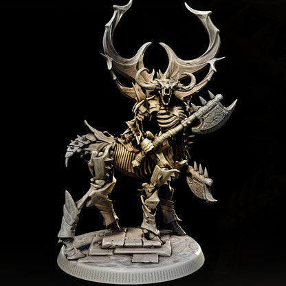 32mm skeleton centaur large-sized resin miniatures set with six unique armored undead cavalry poses wielding brutal weapons for tabletop RPG battles