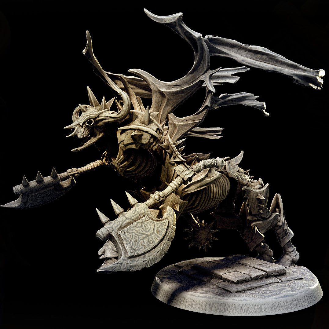 32mm skeleton centaur large-sized resin miniatures set with six unique armored undead cavalry poses wielding brutal weapons for tabletop RPG battles