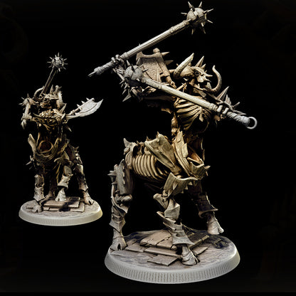 32mm skeleton centaur large-sized resin miniatures set with six unique armored undead cavalry poses wielding brutal weapons for tabletop RPG battles