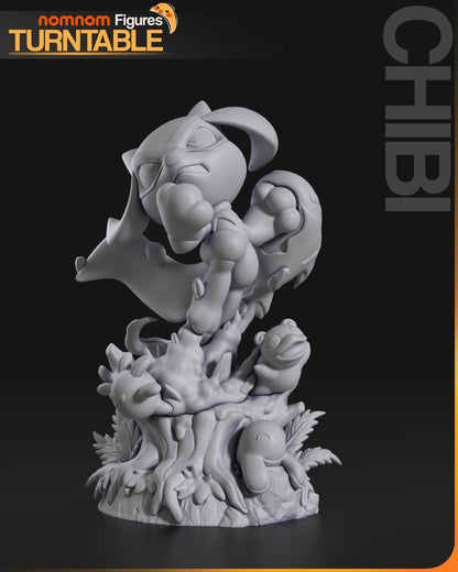 Chibi Riolu Pokémon resin statue front view by Nomnom Figures